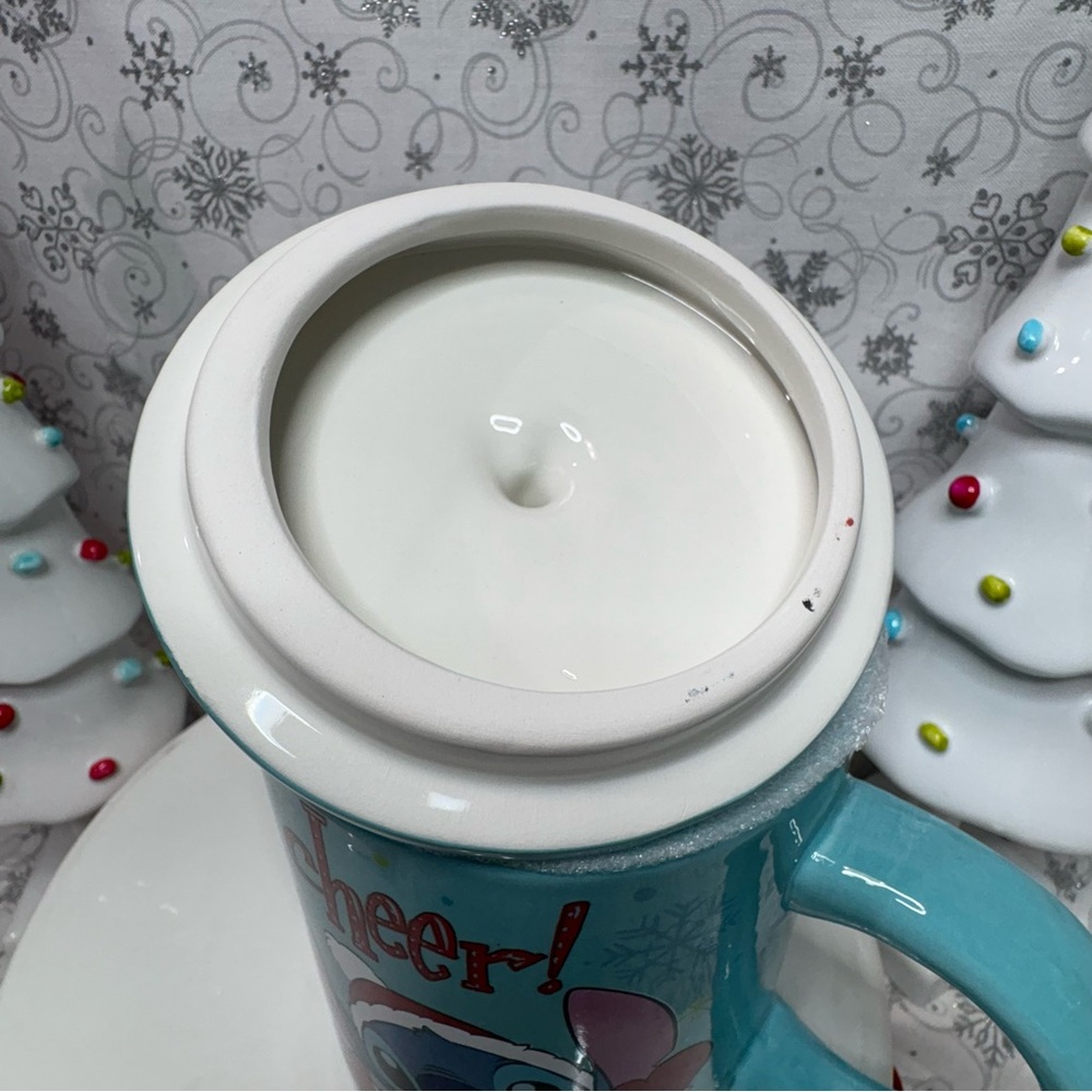 Disney Christmas CHEER Santa Hat Stitch & Santa Scrump Mug Topper Ceramic Mug - Picture 12 of 12